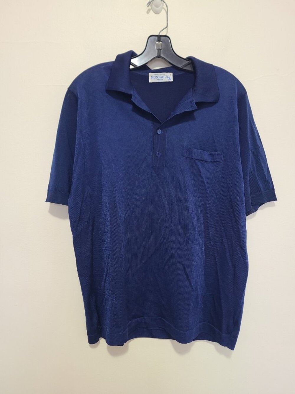 Montagut Paris Polo Shirt Short Sleeve Front Pocket Size 5 Blue